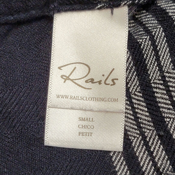 Rails Plaid Navy Blue White High Low Long Sleeve Button Down Shirtdress Size S - Picture 13 of 16